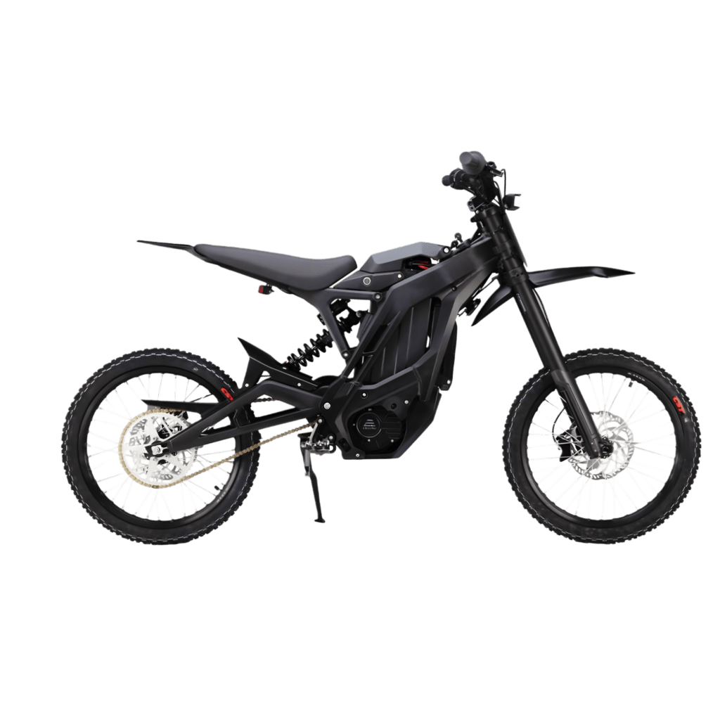 Black E-Ride Pro electric dirt bike with off-road capabilities